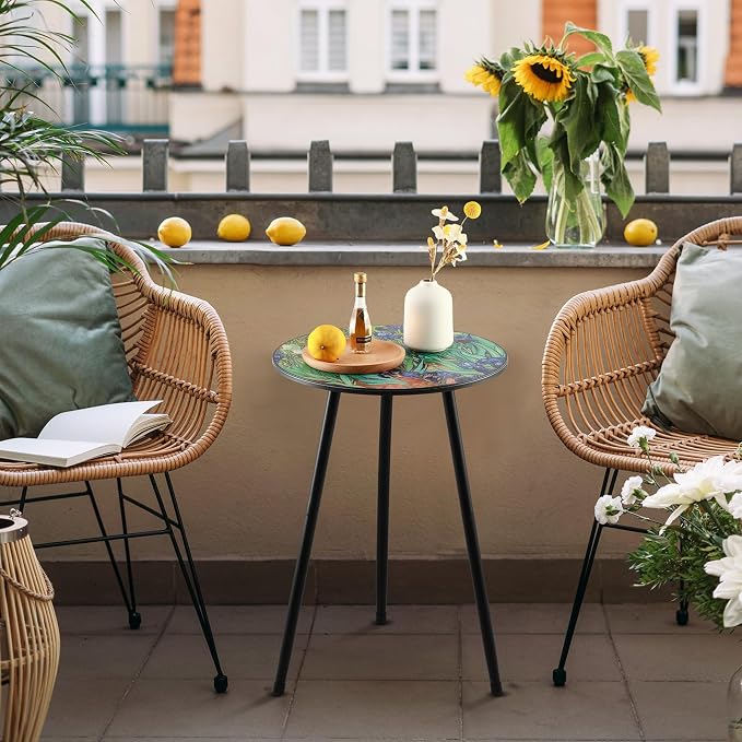 2 Packs Metal Outdoor Side Table Irises Patio Side Tables - Image 7