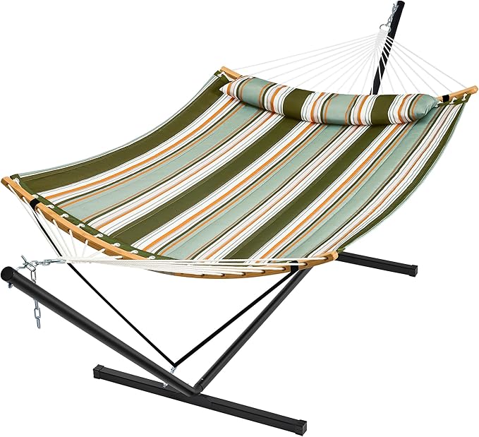 SUPERJARE Hammock with Stand, 2 Person Heavy Duty Hammock with Padded Cotton by SUPERJARE