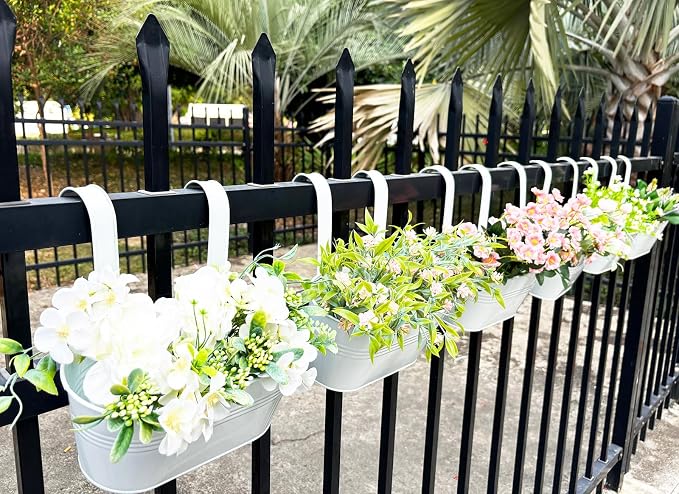 10" Hanging Flower Pots, Railing Planters Fence Pot - Image 6