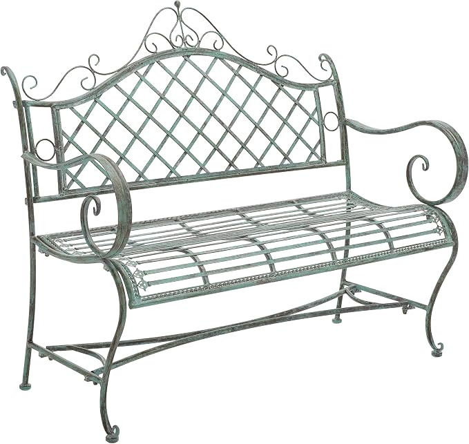 SAFAVIEH Outdoor Collection Abner Victorian Antique Dark Green Wrought Iron - Image 4