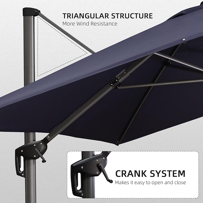 PURPLE LEAF 10' X 13' Patio Umbrella Outdoor Cantilever Rectangle Umbrella - Image 8
