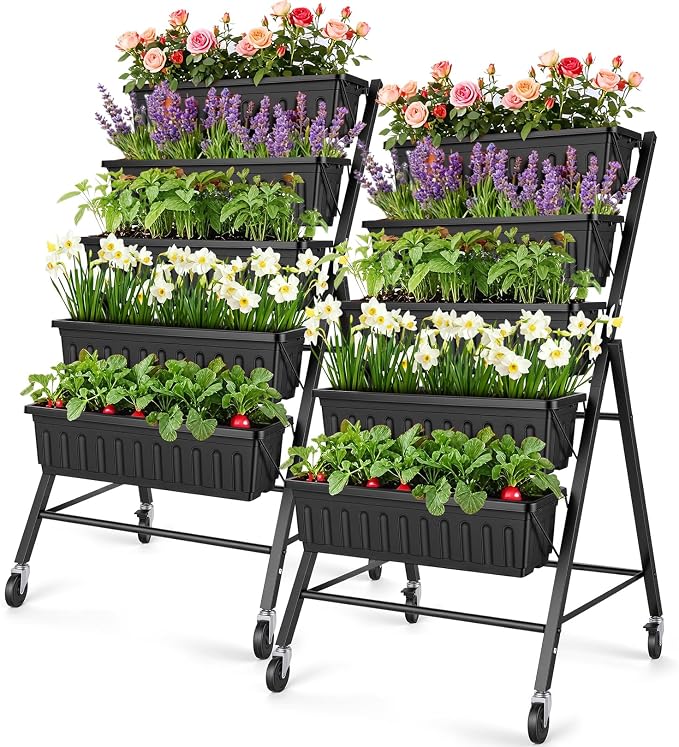 Homdox 2 Pack Vertical Garden Bed, 5 Tiers Raised Garden Planter, 25.6 * 26 * by HOMDOX