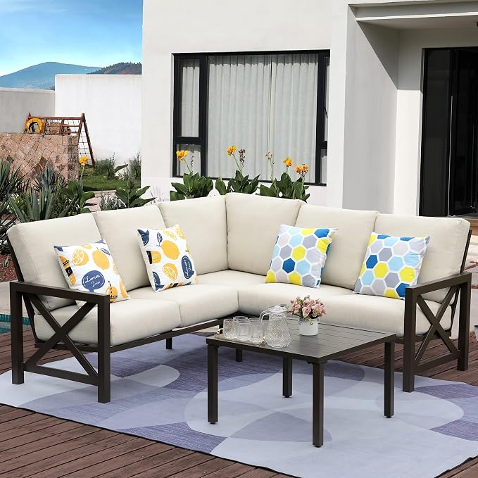 NATURAL EXPRESSIONS 6 Pieces Patio Furniture Sets, Metal Outdoor Sectional - Image 9