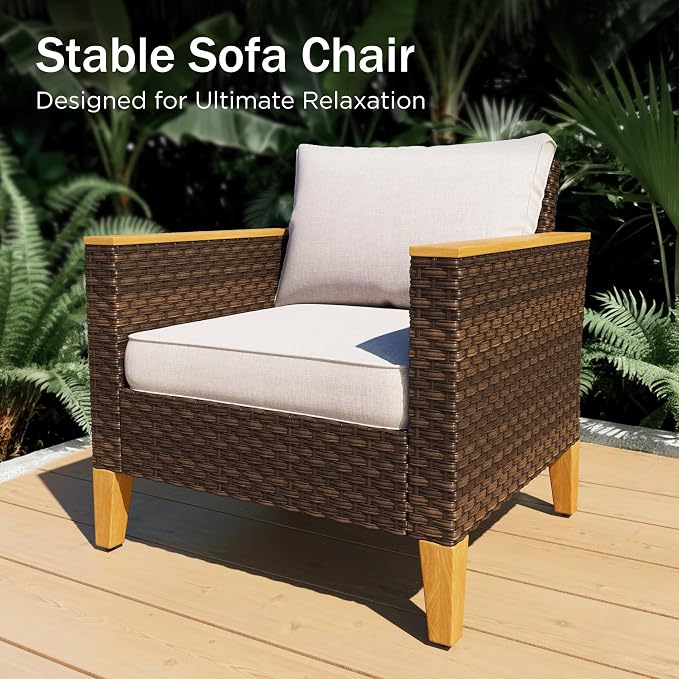 PHI VILLA 7-Piece Wicker Patio Furniture Set, Outdoor Half-Moon Curved - Image 4