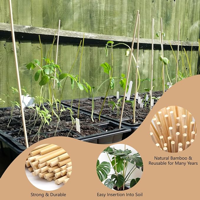 50PCS Bamboo Plant Stakes, 18Inch Natural Bamboo Sticks Garden Stake, - Image 5