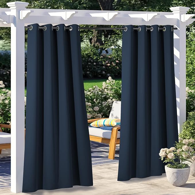 NICETOWN 2 Panels Navy Blue Outdoor Curtains by NICETOWN