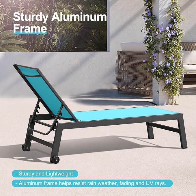 PURPLE LEAF Patio Chaise Lounge Set 4 Pieces Aluminum Outdoor Lounge Chairs - Image 5