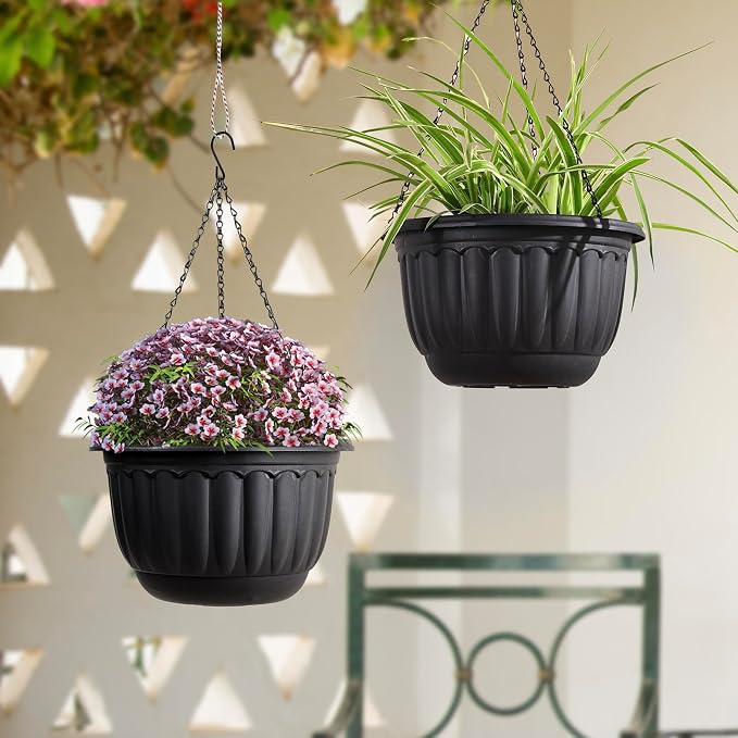 YIKUSH Planters for Outdoor Plants 2 Pack Black Plant Pots - Image 4