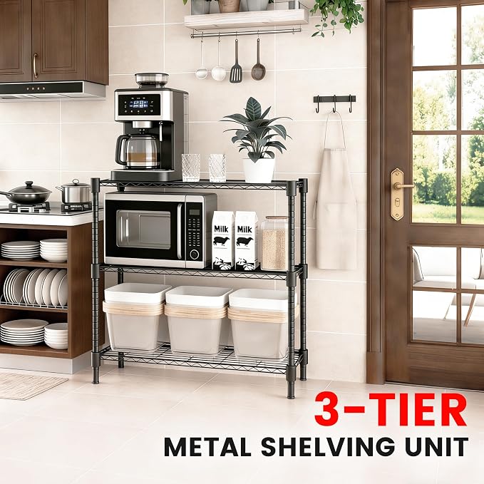 Xcity Storage Shelves, 3 Tier Heavy Duty Metal Shelving Unit, 1200 LBS Capacity - Image 3