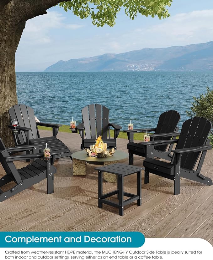 MUCHENGHY Adirondack Outdoor Side Table, 14.7" Patio Side Table Weather - Image 2