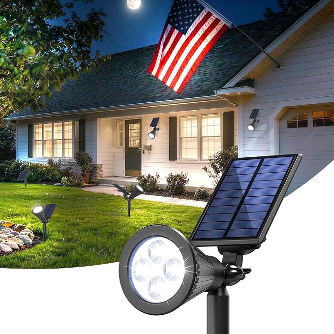 Solar Lights Outdoor Waterproof IP65, 6500K Super Bright LED, 2 Lighting Modes by JEJOT