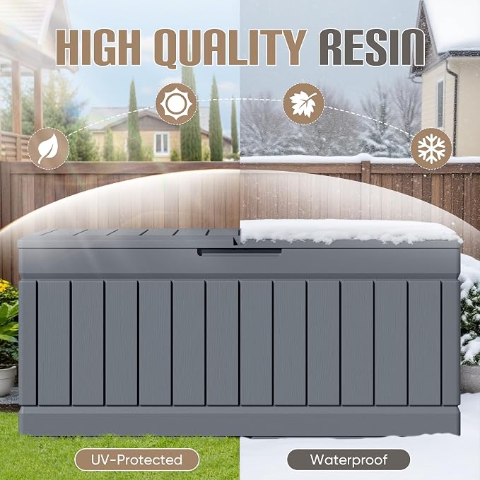 JUMMICO 78 Gallon Outdoor Deck Box Large Resin Storage Box - Image 4