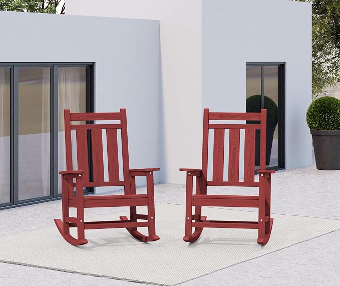 KINGYES Oversized Outdoor Rocking Chair Set of 2, All-Weather Patio Rocking - Image 2