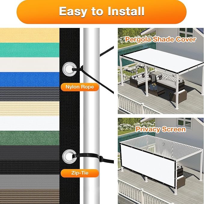 Artpuch Outdoor Pergola Shade Cover 8' X 10' Sun Shade Cloth - Image 5