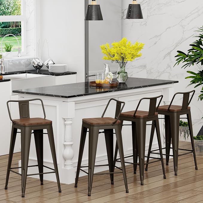 Yongchuang 24 inch Bar Stools Set of 4 Metal Counter Height Bar Stools - Image 2