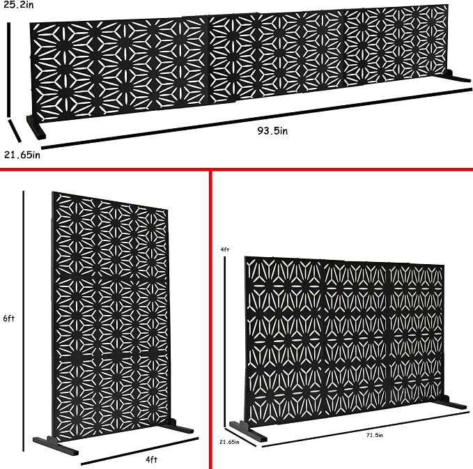 Oakland Living 6 ft. X 4 ft. Black Freestanding Metal Privacy Screen Room - Image 2