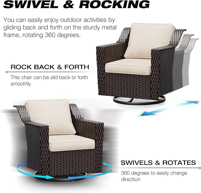 Joyside Wicker Patio Furniture Sets, 6 Pieces Upgraded Large Size Outdoor - Image 3