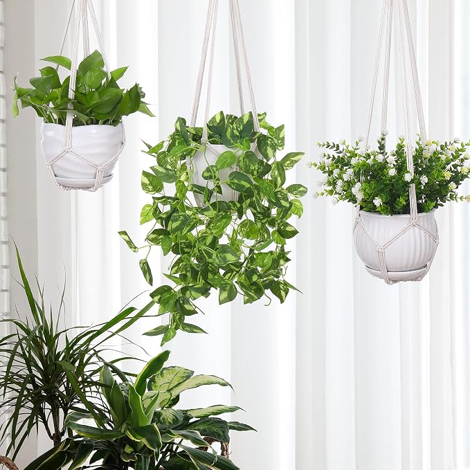YIBOT 3 Pack Macrame Plant Hanger Indoor Hanging Planter - Image 8