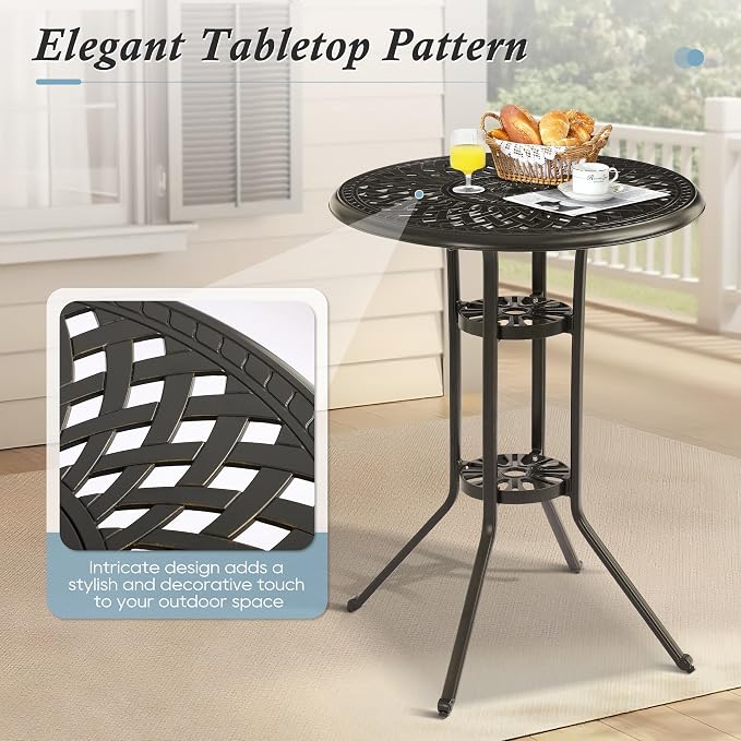 Patio Dining Table, Cast Aluminum Patio Tables - Image 4
