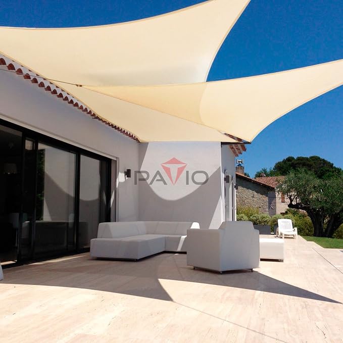 Patio Paradise 12' x12'x 12' Beige Sun Shade Sail Triangle Canopy - Image 6