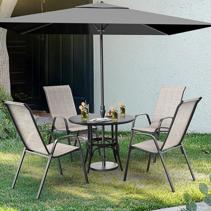 VINGLI Patio Chairs Set of 8 – Stackable Outdoor Dining Chairs - Image 2