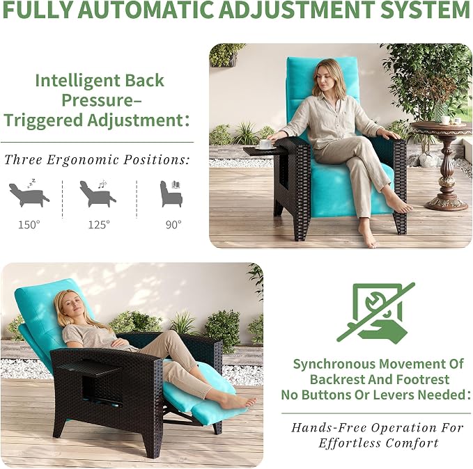 IDEALHOUSE Wicker Outdoor Recliner Reclining Patio Chairs - Image 7