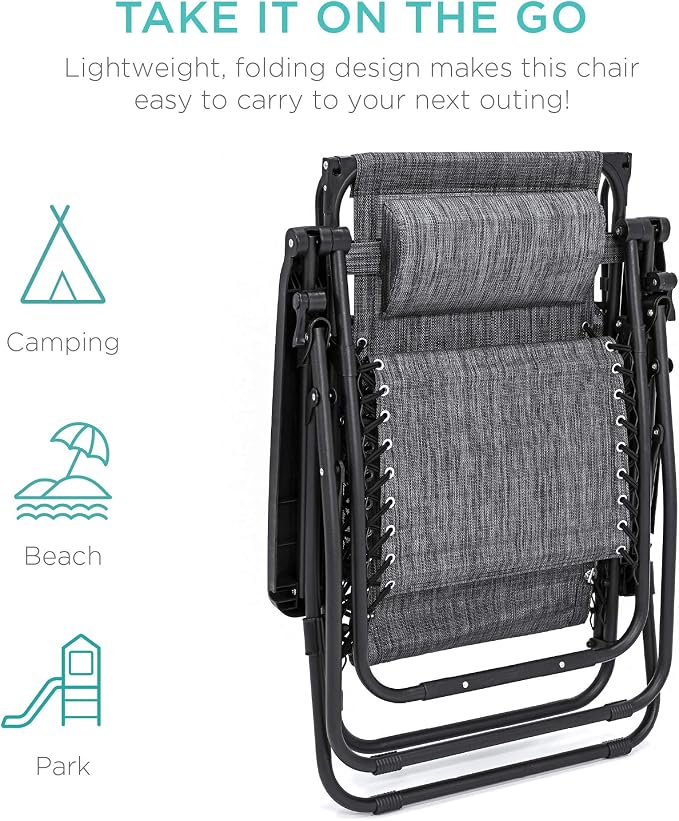 Best Choice Products Folding Zero Gravity Outdoor Recliner Patio Lounge Chair - Image 8
