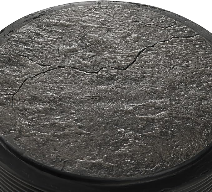 COSIEST Outdoor Side Table Black, Round MgO Concrete Side Table, Lightweight - Image 4