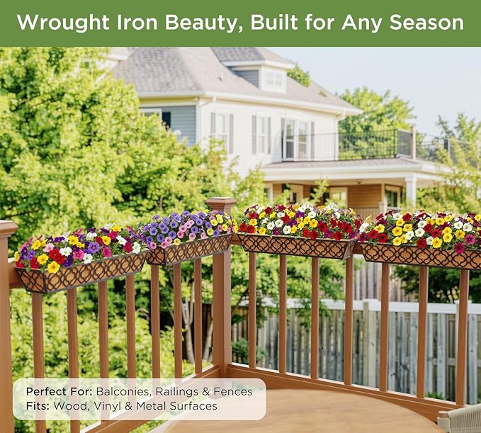 HFHOME 2 Pcs 30" Window Box Deck Railing Planter - Image 7