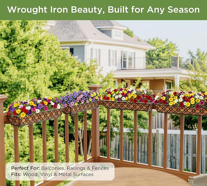 HFHOME 4 Pcs 30" Window Box Deck Railing Planter - Image 7