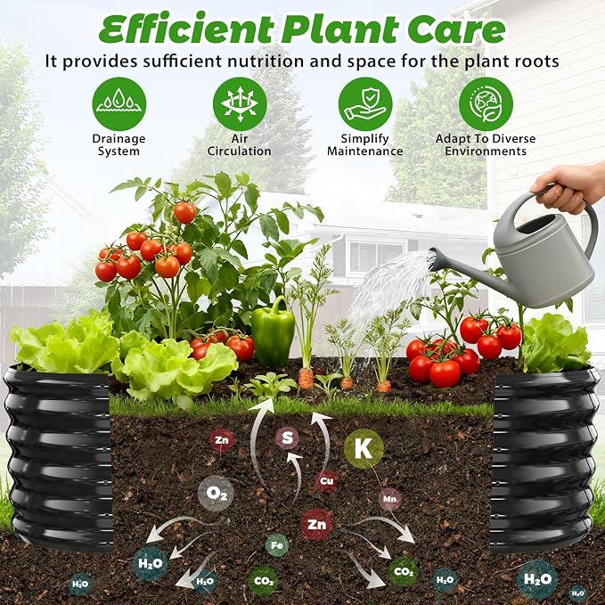 17" Tall Outdoor Garden Raised Garden Bed Kits, 5ft X 2ft Oval, 0.8MM Thick - Image 3