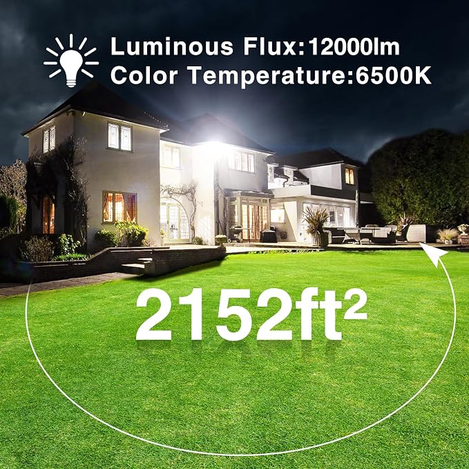 Onforu 120W LED Flood Light Outdoor, 12000LM Security Lights, IP66 Waterproof - Image 3