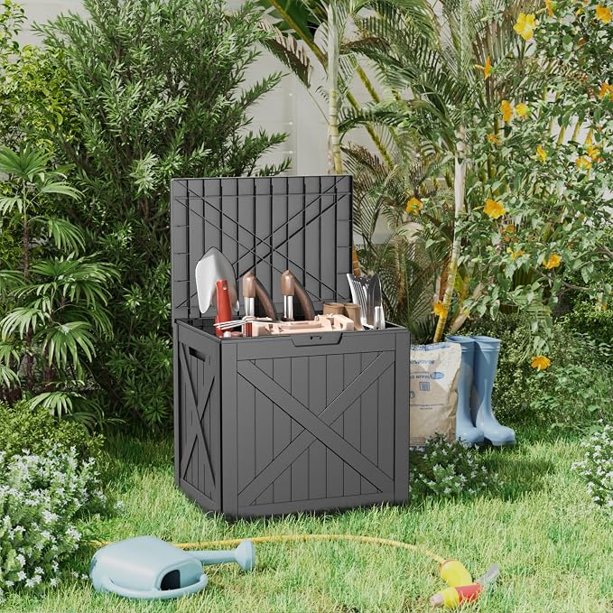 31 Gallon Outdoor Storage Box, Large Resin Deck Box - Image 3