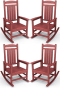 KINGYES HDPE Outdoor Rocking Chair Set of 4, All-Weather Poly Patio Rocking by KINGYES