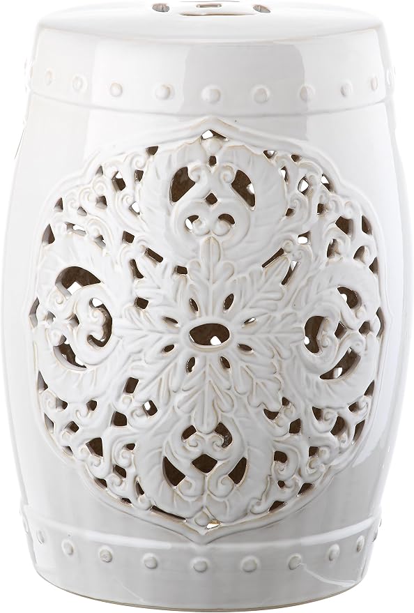 Safavieh Flora Glazed Ceramic Decorative Garden Stool, Antique White by SAFAVIEH