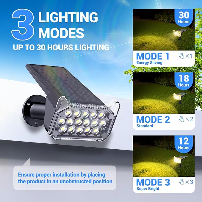 WdtPro Solar Spot Lights Outdoor Waterproof, Bright Solar Lights Outdoor - Image 4