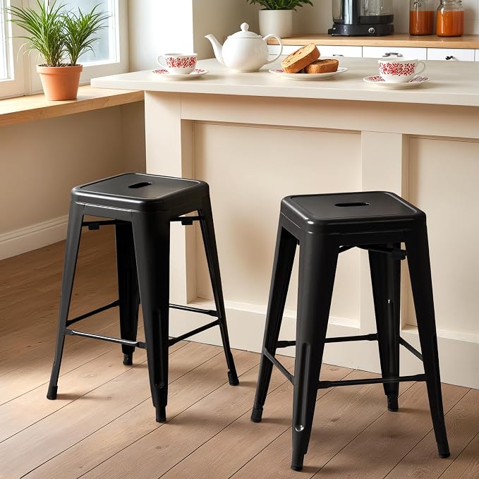 Furmax 24 Inch Metal Bar Stools Set of 4, Counter Height Bar Stools Height High - Image 2