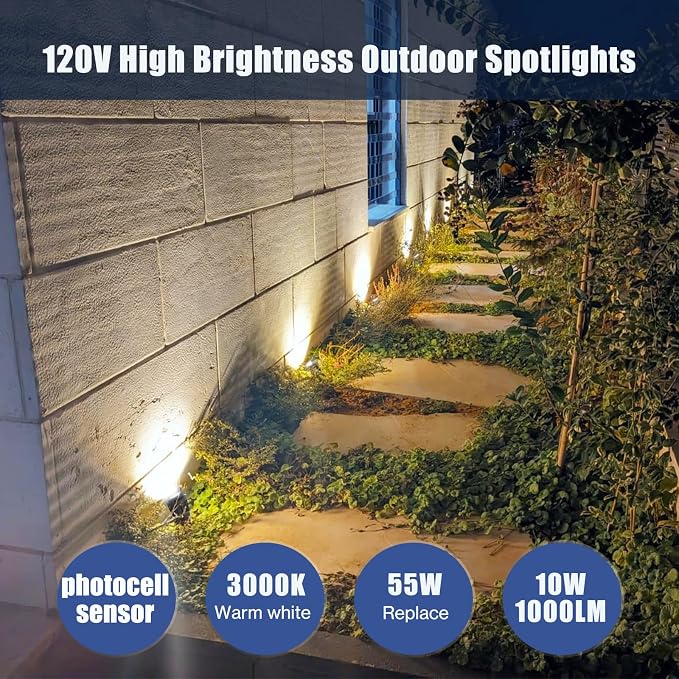 10W Dusk to Dawn Led Light 120V 3000K 1000lm Warm White Landscape Outdoor - Image 2