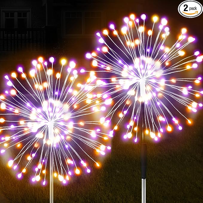 JJGoo Solar Firework Lights, 2 Pack 120 LEDs 2 Lighting Modes Solar Garden by JJGoo