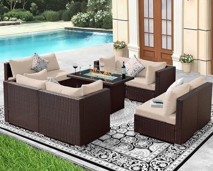 NICESOUL 9 Piece Patio Furniture Conversation Set, Extra Large Size Outdoor - Image 2