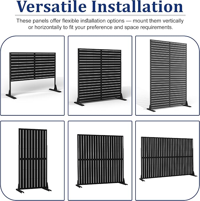 Metal Privacy Screen with Stand 72" H×47" W Outdoor Freestanding Privacy Screen - Image 4