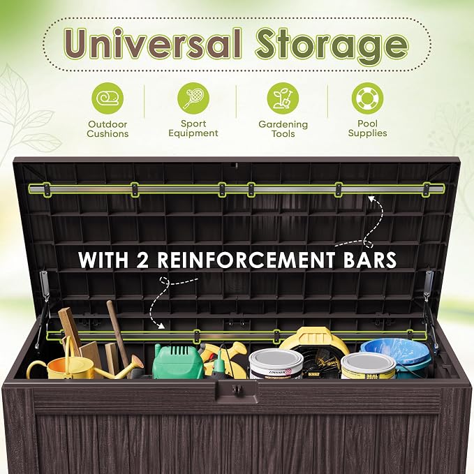 Devoko 125 Gallon Outdoor Storage Box, Waterproof Resin Deck Box - Image 4