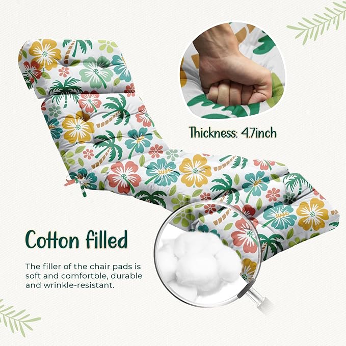 4 Pack Outdoor Chaise Lounge Chair Cushion 75.1 x 22.8 x 4.7 Inches 100% - Image 6