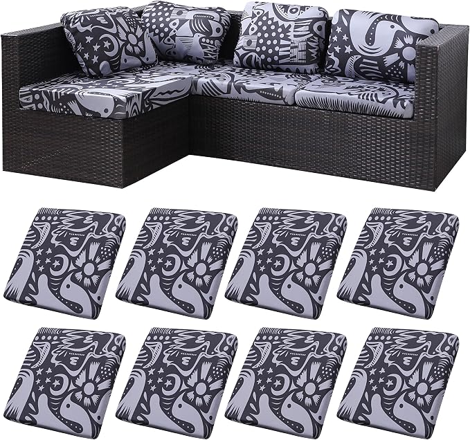 8Pcs Stretch Patio Cushion Covers, Outdoor Couch Covers Replacement, Outdoor by BIETYONE