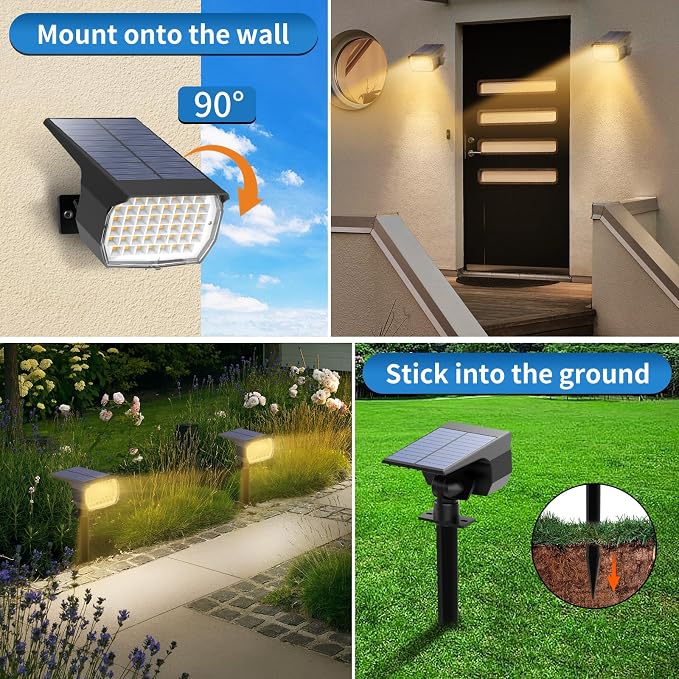 Solar Spot Lights Outdoor 6 Pack, Solar Landscape Spotlights Waterproof - Image 2