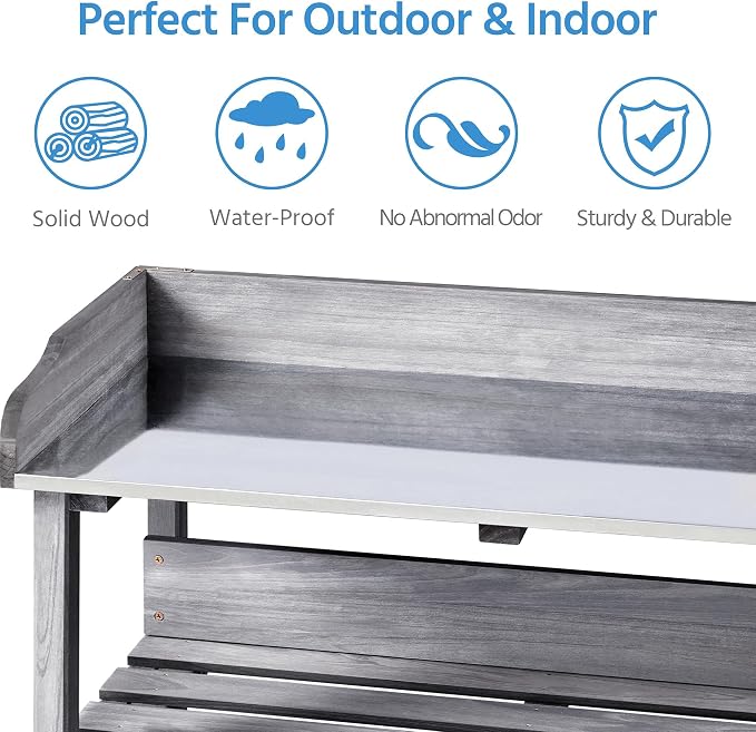 Yaheetech Garden Potting Table Horticulture Potting Bench w/Storage Shelf - Image 7