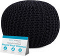 BIRDROCK HOME Round Pouf Ottoman | Cotton Braided Foot Stool by BIRDROCKHOME