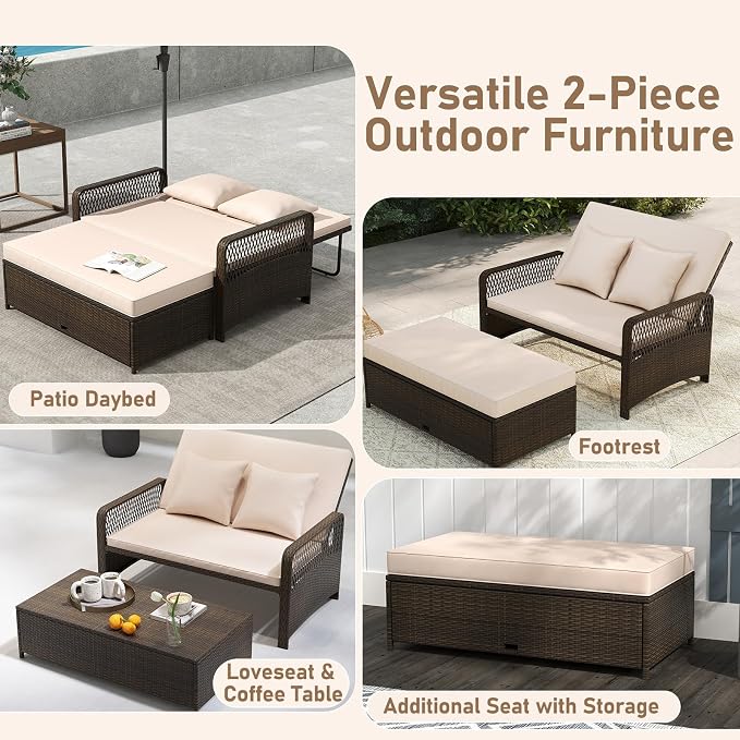 RELAX4LIFE Wicker Patio Outdoor Daybed - Image 8