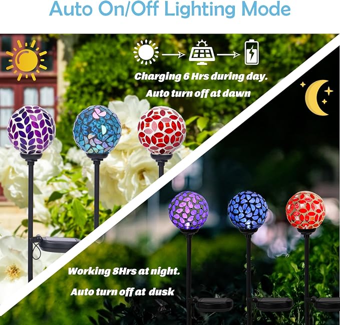 Afirst Solar Lights Outdoor Decorative Solar Mosaic Garden Stakes Decorative - Image 5