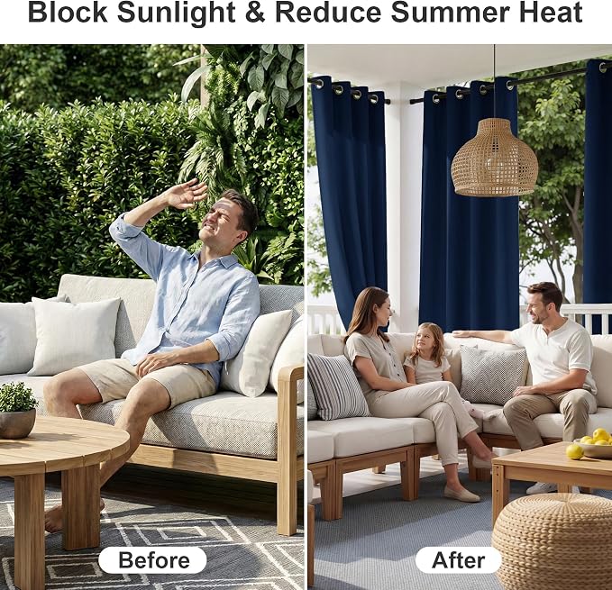 RYB HOME Outdoor Curtains Blackout - Image 2